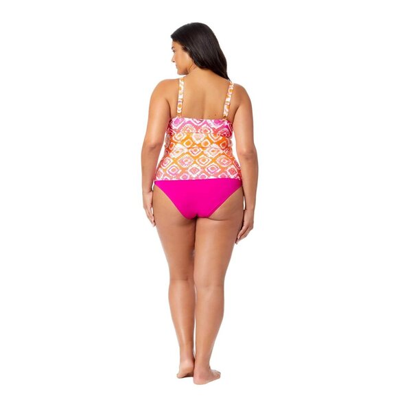 NWT Anne Cole Womens Tie Dye Foulard Tankini Swim Top Tie Dye Foulard Pink 16W - Picture 4 of 8